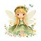 Whimsical garden whispers, adorable clipart of colorful fairies with whimsical wings and whispering garden flowers