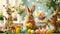Whimsical Gathering of Easter Bunnies