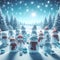 Whimsical Gathering in Winter\'s Embrace, a Christmas Landscape Filled with Frosty Friends. Generative ai for illustrations