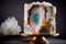 Whimsical Geode Wedding Cake with Pastel Accents and Edible Gold Leaf - ai generated