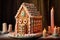 whimsical gingerbread house with a marshmallow chimney