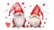 Whimsical gnomes: Valentine\\\'s Day Illustration on white background