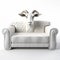 Whimsical Goat Head On White Leather Sofa - Functional And Fun 3d Design