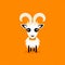 Whimsical Goat Icon On Orange Background - Free Vector Clipart