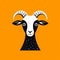 Whimsical Goat Icon On Orange Background: Minimalistic Portraits In Jon Burgerman And Skottie Young Style
