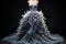 Whimsical gown crafted from a delicate arrangement of feathers, creating an ethereal and enchanting presence illustration