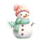 Whimsical Green Orange Pastel Snowman Clipart Illustration