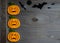 Whimsical Halloween background image of handmade felt jack-o-lantern