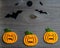 Whimsical Halloween background image of handmade felt jack-o-lantern