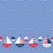 Whimsical Hand-Drawn Ships in the Sea Vector Seamless Border and Pattern. Cute Nautical Marine Background. Crayons