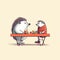 Whimsical Hedgehog Characters Enjoying A Meal Together