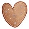 Whimsical holiday heart shaped gingerbread cookie in watercolor clipart