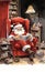 A whimsical and humorous image depicting Santa Claus sitting in armchair and reading a book