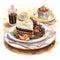 Whimsical illustration of a plate filled with classic Viennese dishes