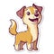 A whimsical illustration of a smiling cartoon dog, perfect as a playful sticker or cheerful mascot