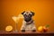 Whimsical image, dog sips a cocktail, adding a humorous twist