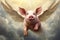 Whimsical Image Flying Pig with Wings. Generative AI