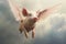 Whimsical Image Flying Pig with Wings. Generative AI