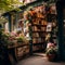Whimsical image of hidden gem in London: Charming antique bookstore in a hidden alleyway