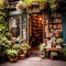 Whimsical image of hidden gem in London: Charming antique bookstore in a hidden alleyway