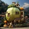 Whimsical imaginary fruit figurine house