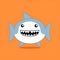 Whimsical Kawaii Shark Vector Illustration On Orange Background