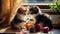Whimsical Kittens Entangled in Vibrant Yarn | Cozy Living Room Setting
