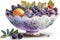 Whimsical Lavender Fruit Bowl for Invitations and Posters.