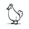 Whimsical Line Art: Simple Chicken Cartoon Doodle