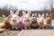 A whimsical lineup of plush bunnies in various hues, ready to bring Easter cheer to any settin.