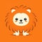 Whimsical Lion Cartoon Design On Orange Background