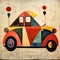 Whimsical Little Car - Paul Klee Style Drawing - generative ai