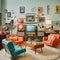 Whimsical Living Room with Vintage Tech and Antiques