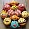 Whimsical Macarons: Vibrant Caricatures With Cute Smile Faces