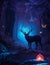 Whimsical Magical Forest with Black Deer: Illustrator\'s Dream