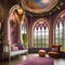 A whimsical magical kingdom-themed playroom with castle structures, fairy tale murals, and fantasy decor1