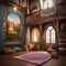 A whimsical magical kingdom-themed playroom with castle structures, fairy tale murals, and fantasy decor3