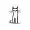 Whimsical Minimalism: Black And White Cat Drawing In Simplistic Cartoon Style