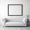 Whimsical Minimalism: Gothic Undertones In A White Leather Sofa With Picture Frame