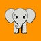 Whimsical Minimalist Elephant On Orange Background