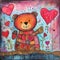 Whimsical Mixed-Media Doodle art illustration of a Valentine Bear