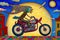 Whimsical motorcycle rider going fast, generative Ai