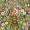 Whimsical multicolors seamless pattern with stained-glass mosaic flowers. Texture design for gift wrap. Generative AI