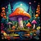 Whimsical Mushroom Caps in Enchanting Forest