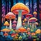 Whimsical Mushroom Caps in Enchanting Forest