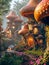 Whimsical Mushroom Houses in Enchanted Fairytale Forest Village