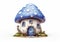 Whimsical Mushroom Kingdom: A Charming Illustration of a Gnome\\\'s