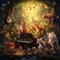 Whimsical Musical Scene with Resonant Melodion and Enchanted Forest Animals