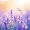 Whimsical nature Lavender field adorned with fluttering butterfly and bokeh