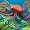 A whimsical octopus with peacock-like patterns, gracefully swimming through a vibrant underwater wonderland3, Generative AI